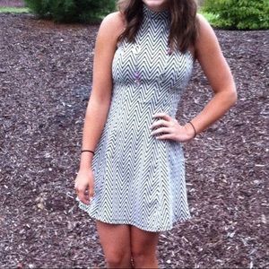 Black and off white zig zag Monteau dress